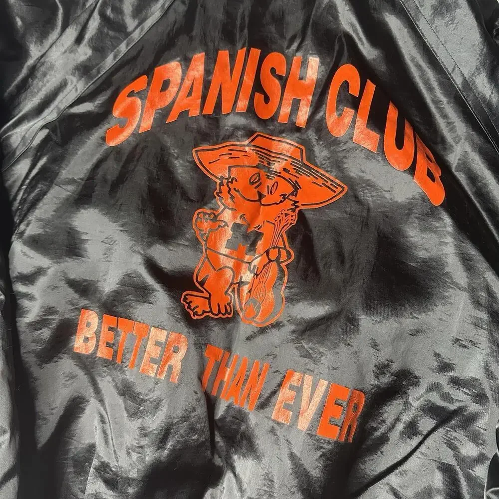 Vintage Rennoc USA Made Nylon Quilt Lined‎ Collared Jacket Men XL Spanish Club